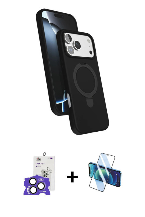 ieg™ iPhone 17 Pro Max Kılıf İz Işık Koleksiyonu - Siyah 3D Antistatik Seramik Nano Ekran Koruyucu +