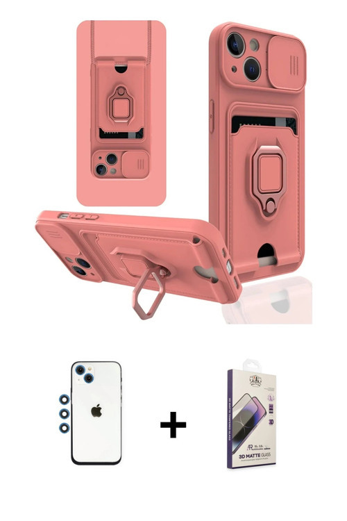 ieg™ iPhone 14 Kılıf Vadi Form Prime - Siyah Bilvis 3D Mat Cam Ekran Koruyucu + Mavi Shine Kamera Le