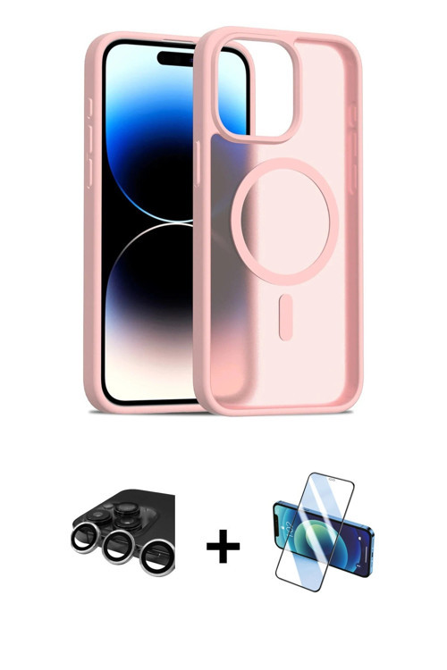 ieg™ iPhone 15 Pro Kılıf Siluet Minimal Prime - Siyah 3D Antistatik Cam Ekran Koruyucu + Gümüş Raze