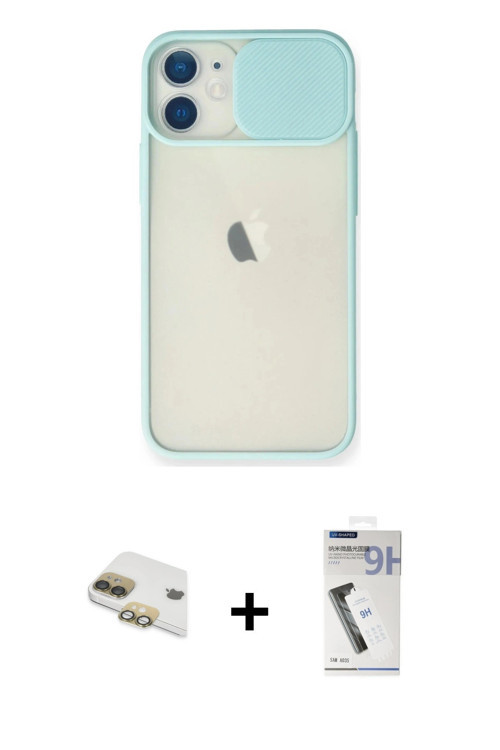 ieg™ iPhone 11 Kılıf Vadi Çizgi - Şeffaf Uv Polymer Nano Ekran Koruyucu + Gold Pers Alüminyum Kamera