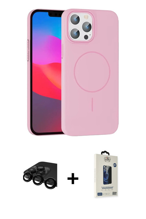 ieg™ iPhone 15 Pro Max Kılıf Siluet Doku Özel Seri - Siyah Bilvis Hayalet Cam Ekran Koruyucu + Siyah