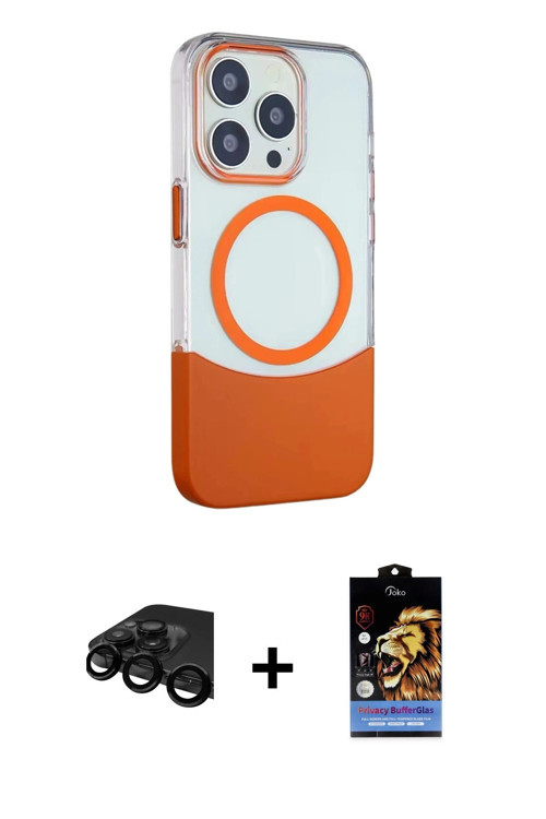 ieg™ iPhone 15 Pro Kılıf Çekirdek Asil Özel Seri - Siyah Buffer Hayalet Cam Ekran Koruyucu + Siyah R