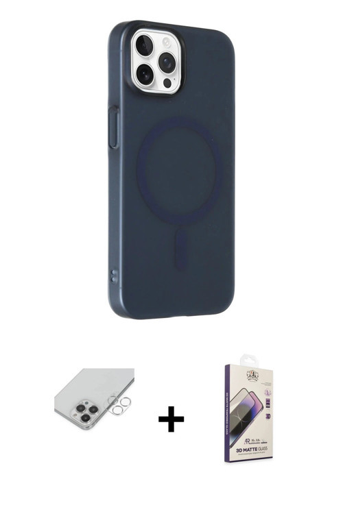 ieg™ iPhone 14 Pro Max Kılıf Çekirdek Modern Prime - Siyah Bilvis 3D Mat Cam Ekran Koruyucu + Gümüş
