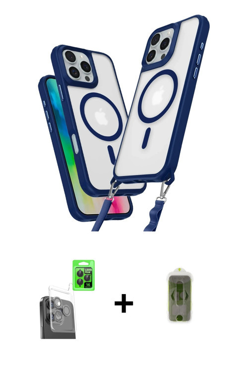 ieg™ iPhone 16 Pro Max Kılıf Atlas Doku Koleksiyonu - Siyah Joko Magic 5D Hayalet Cam + Siyah Raze M