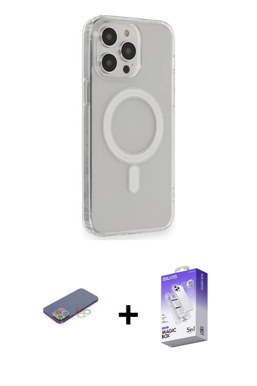 ieg™ iPhone 13 Pro Max Kılıf Pusula Çizgi Koleksiyonu - Siyah Bilvis 5in1 3D Magic Cam Ekran Koruyuc