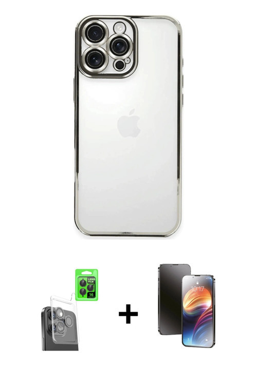 ieg™ iPhone 16 Pro Max Kılıf Vadi Minimal - Siyah 3D Antistatik Mat Seramik Nano Ekran Koruyucu + Si