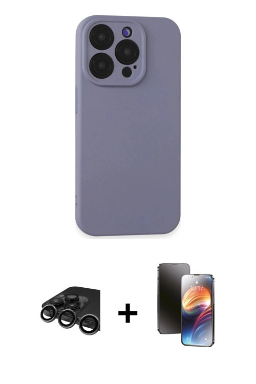 ieg™ iPhone 15 Pro Kılıf Ahenk Serisi - Siyah 3D Antistatik Mat Seramik Nano Ekran Koruyucu + Titany