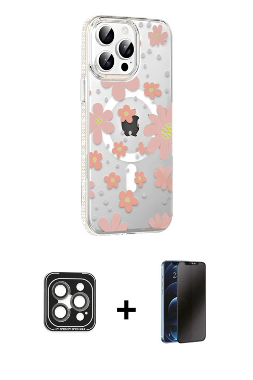 ieg™ iPhone 15 Pro Max Kılıf Yörünge Işık Prime - Siyah 3D Antistatik Hayalet Cam Ekran Koruyucu + G