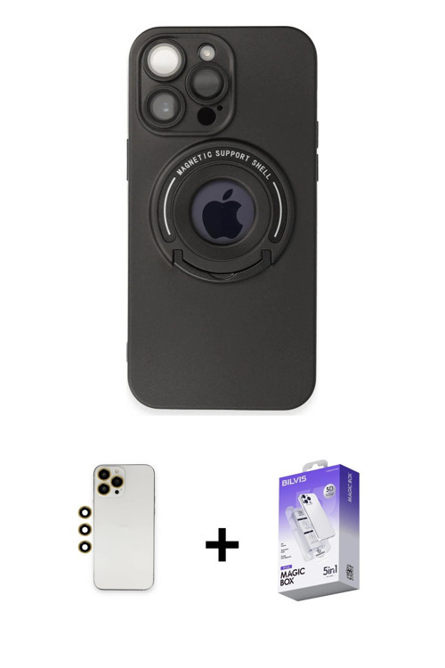 ieg™ iPhone 13 Pro Max Kılıf Eksen Klasik Prime - Siyah Bilvis 5in1 3D Magic Cam Ekran Koruyucu + Go