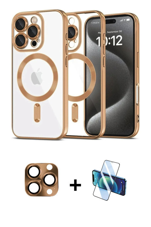 ieg™ iPhone 16 Pro Max Kılıf Nova Işık Özel Seri - Siyah 3D Antistatik Cam Ekran Koruyucu + Çöl Tita