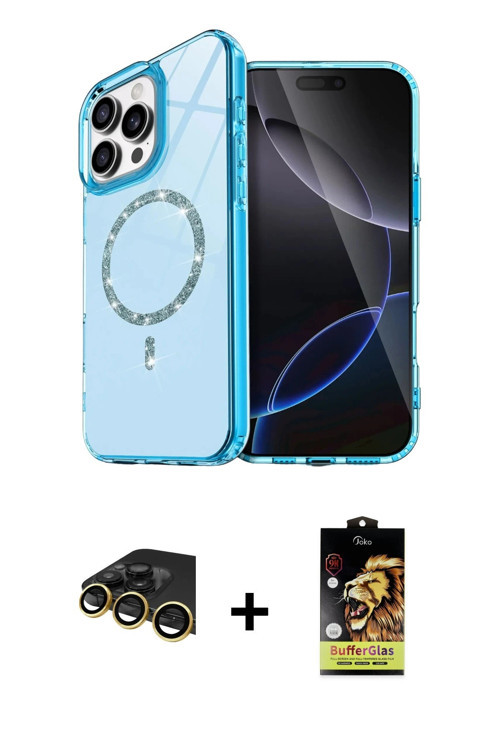 ieg™ iPhone 14 Pro Max Kılıf Kıvılcım Form Prime - Siyah Buffer Cam Ekran Koruyucu + Gold Raze Metal