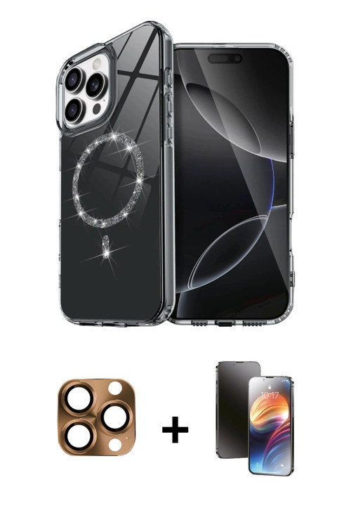 ieg™ iPhone 16 Pro Max Kılıf Kıvılcım Form Prime - Siyah 3D Antistatik Mat Seramik Nano Ekran Koruyu