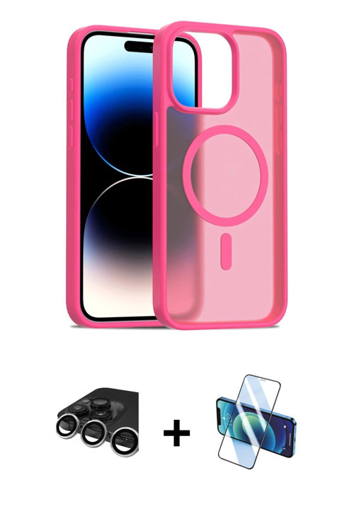 ieg™ iPhone 15 Pro Kılıf Siluet Minimal Prime - Siyah 3D Antistatik Cam Ekran Koruyucu + Gümüş Raze