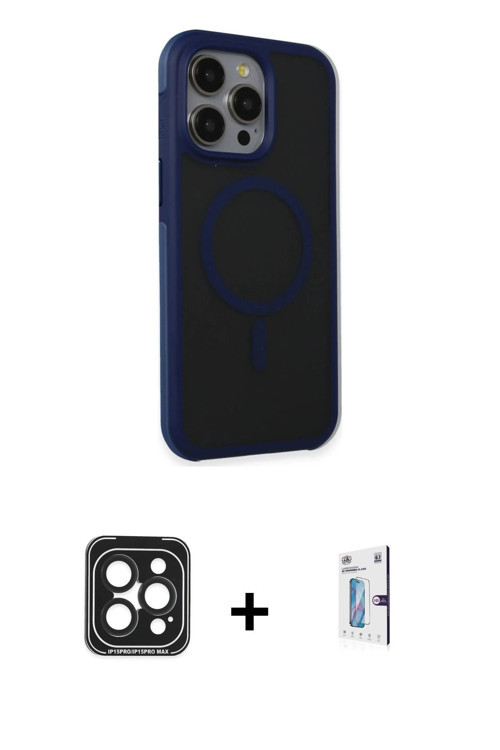 ieg™ iPhone 15 Pro Max Kılıf Çekirdek Yansıma Prime - Siyah Bilvis 0.18mm Plus Cam Ekran Koruyucu +