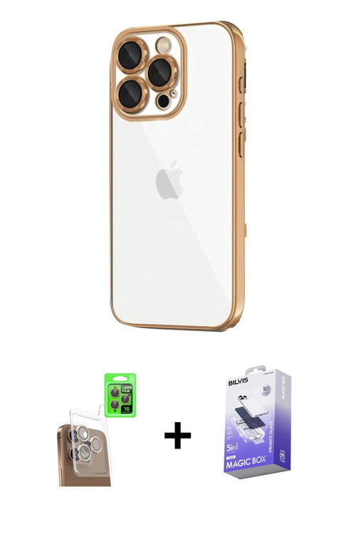 ieg™ iPhone 16 Pro Max Kılıf Vadi Minimal - Siyah Bilvis 5in1 5D Magic Hayalet Cam Ekran Koruyucu +