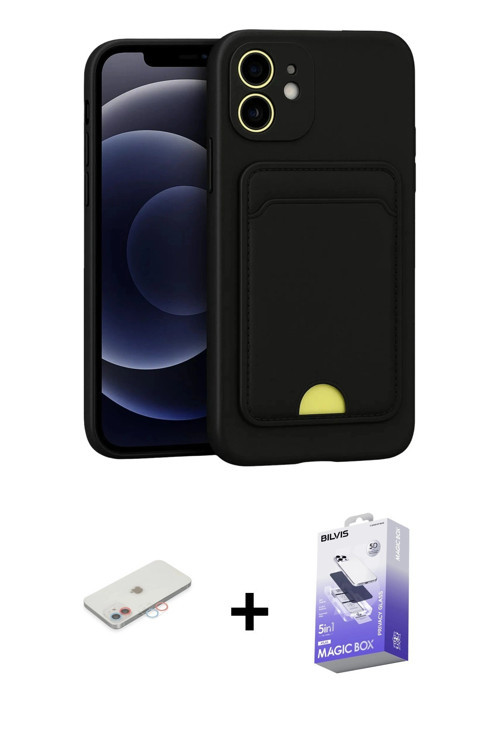 ieg™ iPhone 11 Kılıf Vadi Çizgi Prime - Siyah Bilvis 5in1 5D Magic Hayalet Cam Ekran Koruyucu + Pemb