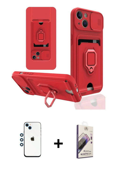 ieg™ iPhone 14 Kılıf Vadi Form Prime - Siyah Bilvis 3D Mat Cam Ekran Koruyucu + Mavi Shine Kamera Le