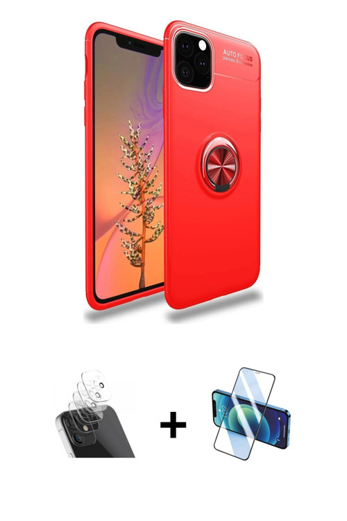 ieg™ iPhone 11 Pro Max Kılıf Yankı Form Prime - Siyah 3D Antistatik Seramik Nano Ekran Koruyucu + Şe