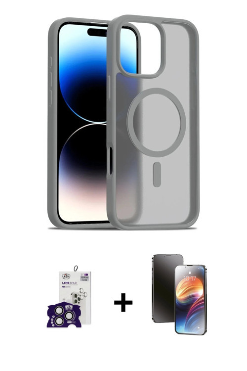 ieg™ iPhone 16 Pro Max Kılıf Siluet Minimal Prime - Siyah 3D Antistatik Mat Seramik Nano Ekran Koruy
