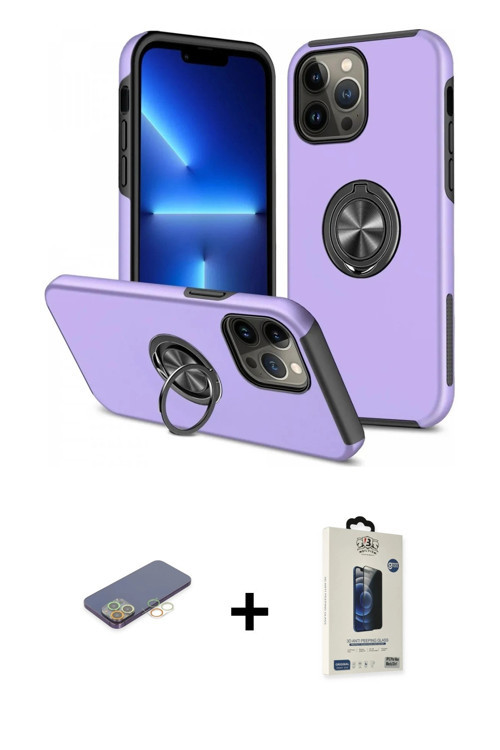 ieg™ iPhone 13 Pro Max Kılıf Odak Form Prime - Siyah Bilvis Hayalet Cam Ekran Koruyucu + Sarı Renkli