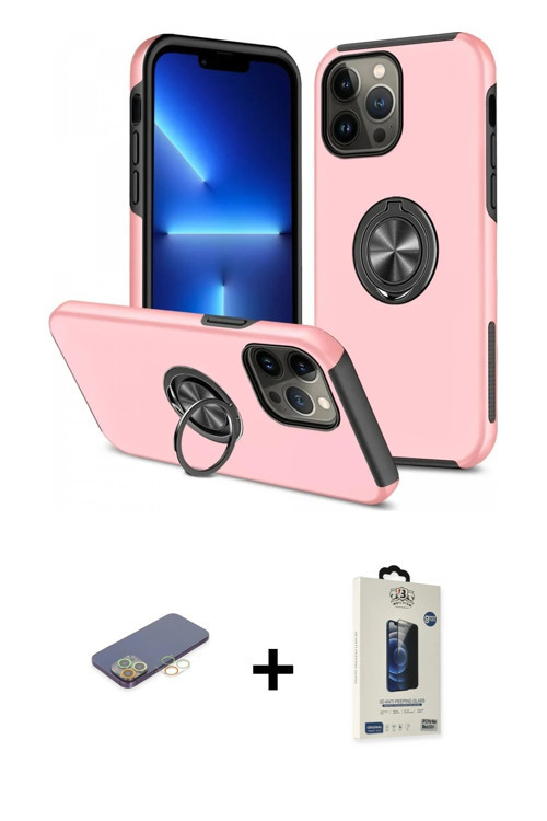 ieg™ iPhone 13 Pro Max Kılıf Odak Form Prime - Siyah Bilvis Hayalet Cam Ekran Koruyucu + Sarı Renkli