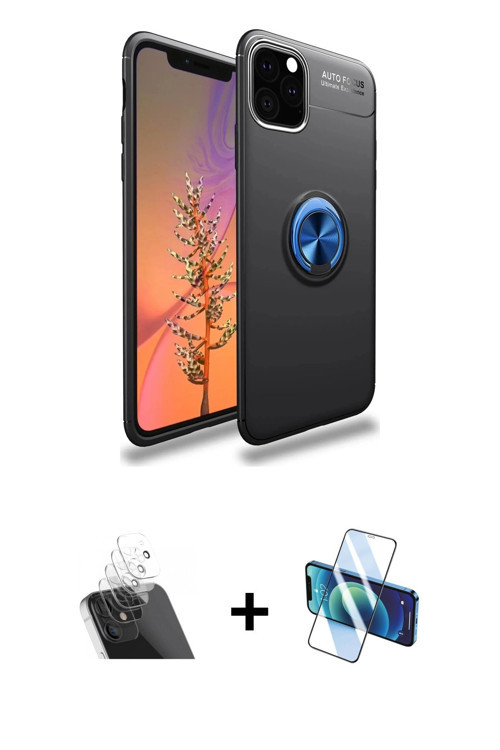 ieg™ iPhone 11 Pro Max Kılıf Yankı Form Prime - Siyah 3D Antistatik Seramik Nano Ekran Koruyucu + Şe