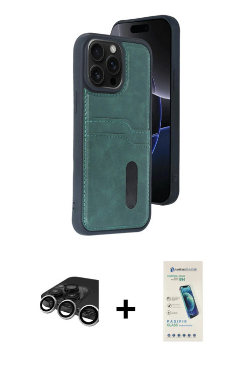 ieg™ iPhone 15 Pro Max Kılıf Yörünge Işık Serisi - Şeffaf Pasifik Cam Ekran Koruyucu + Gümüş Raze Me