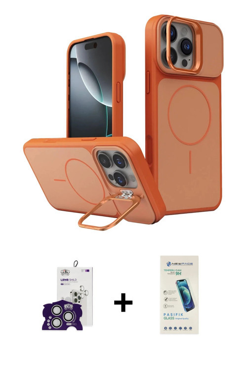 ieg™ iPhone 16 Pro Max Kılıf İz Modern Prime - Şeffaf Pasifik Cam Ekran Koruyucu + Gümüş Bilvis Tita