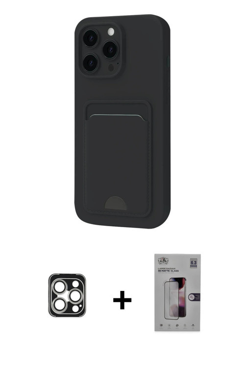 ieg™ iPhone 16 Pro Max Kılıf Vadi Çizgi Prime - Siyah Bilvis 3D Mat Cam Ekran Koruyucu + Gümüş PVD M