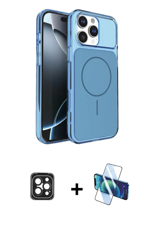ieg™ iPhone 16 Pro Max Kılıf Kutup Doku Serisi - Siyah 3D Antistatik Seramik Nano Ekran Koruyucu + S