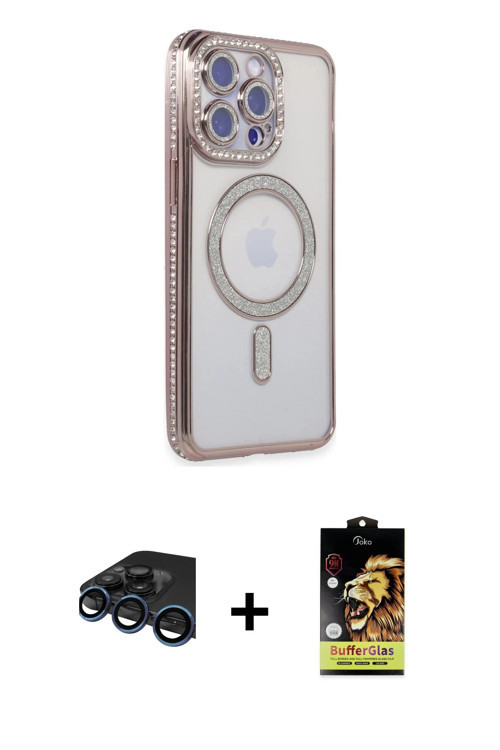 ieg™ iPhone 15 Pro Kılıf Zirve Doku Prime - Siyah Buffer Cam Ekran Koruyucu + Lacivert Raze Metal Ka