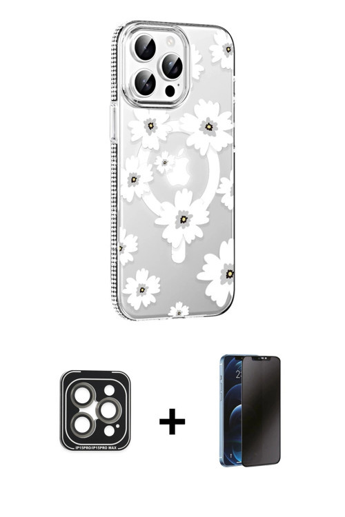 ieg™ iPhone 15 Pro Max Kılıf Yörünge Işık Prime - Siyah 3D Antistatik Hayalet Cam Ekran Koruyucu + G