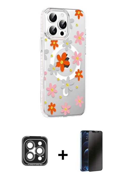 ieg™ iPhone 15 Pro Max Kılıf Yörünge Işık Prime - Siyah 3D Antistatik Hayalet Cam Ekran Koruyucu + G