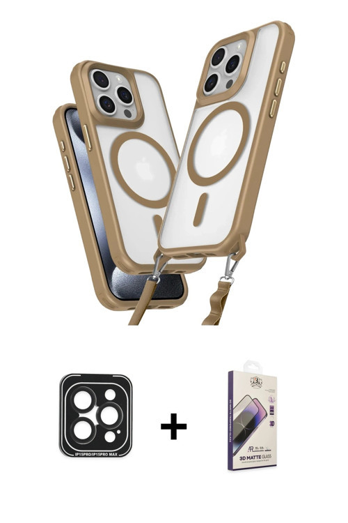ieg™ iPhone 15 Pro Max Kılıf Atlas Doku Koleksiyonu - Siyah Bilvis 3D Mat Cam Ekran Koruyucu + Siyah
