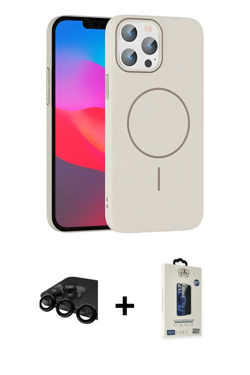 ieg™ iPhone 15 Pro Max Kılıf Siluet Doku Özel Seri - Siyah Bilvis Hayalet Cam Ekran Koruyucu + Siyah
