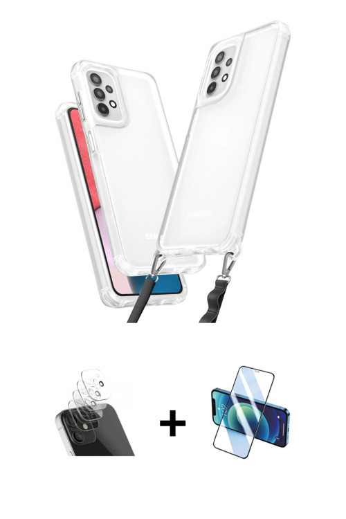 ieg™ Galaxy A52 Kılıf Ufuk Klasik - Siyah 3D Antistatik Seramik Nano Ekran Koruyucu + Şeffaf Kamera