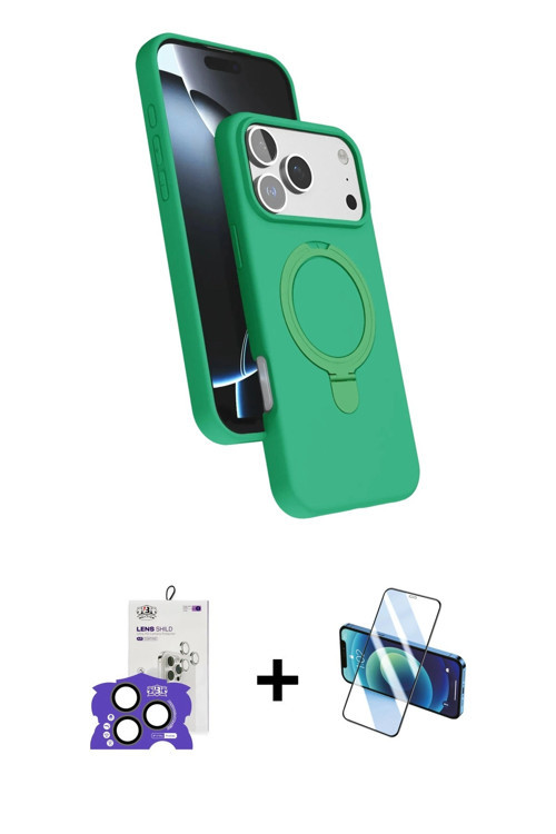 ieg™ iPhone 17 Pro Max Kılıf İz Işık Koleksiyonu - Siyah 3D Antistatik Seramik Nano Ekran Koruyucu +