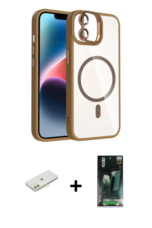 ieg™ iPhone 11 Kılıf Yadigar Asil Koleksiyonu - Siyah 360 Mat Full Body Arka Koruyucu + Turuncu Renk