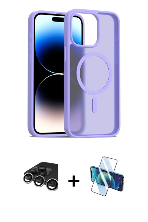 ieg™ iPhone 15 Pro Kılıf Siluet Minimal Prime - Siyah 3D Antistatik Cam Ekran Koruyucu + Gümüş Raze