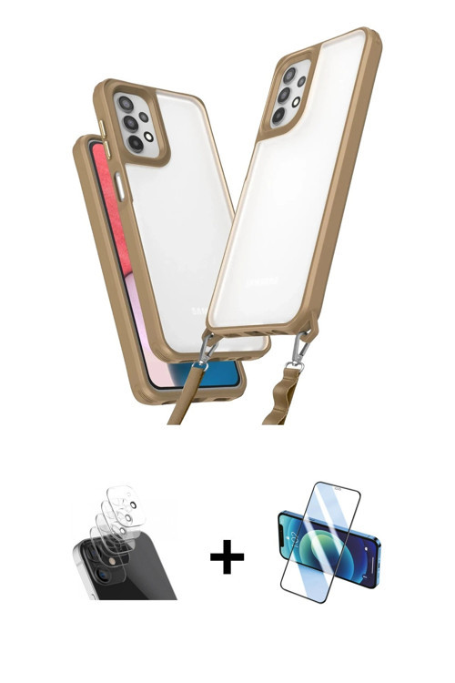 ieg™ Galaxy A52 Kılıf Ufuk Klasik - Siyah 3D Antistatik Seramik Nano Ekran Koruyucu + Şeffaf Kamera