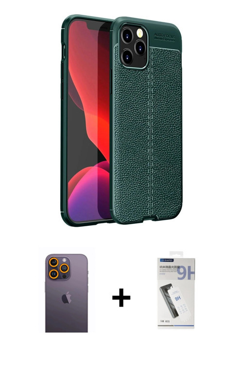 ieg™ iPhone 12 Pro Kılıf Doruk Klasik Özel Seri - Şeffaf Uv Polymer Nano Ekran Koruyucu + Sarı Neon