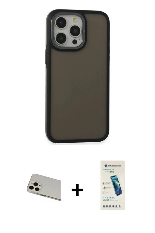 ieg™ iPhone 13 Pro Max Kılıf Eksen Işık - Şeffaf Pasifik Cam Ekran Koruyucu + Rose Gold Rainbow Kame