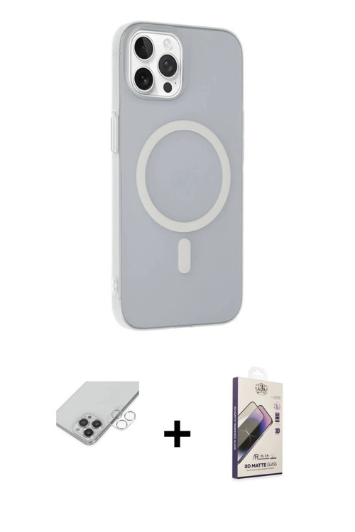 ieg™ iPhone 14 Pro Max Kılıf Çekirdek Modern Prime - Siyah Bilvis 3D Mat Cam Ekran Koruyucu + Gümüş