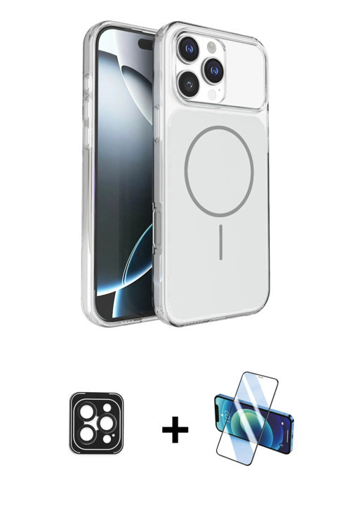 ieg™ iPhone 16 Pro Max Kılıf Kutup Doku Serisi - Siyah 3D Antistatik Seramik Nano Ekran Koruyucu + S