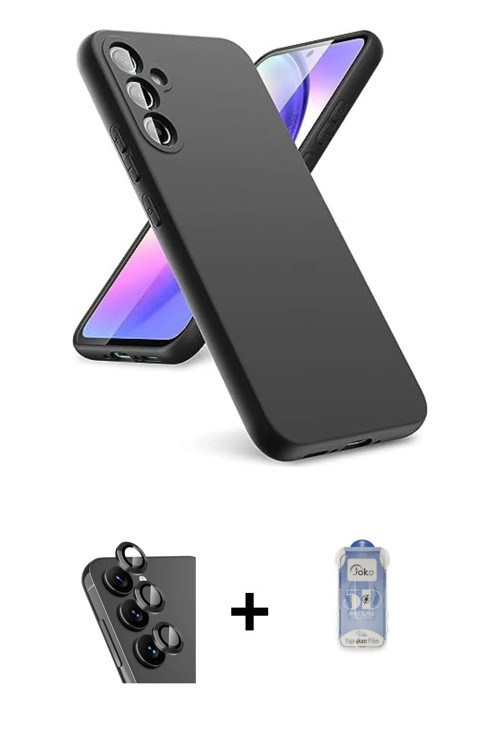 ieg™ Galaxy A24 4G Kılıf Kozmos Yansıma Özel Seri - Siyah Joko Magic 5D Cam + Siyah Valdez Metal Kam