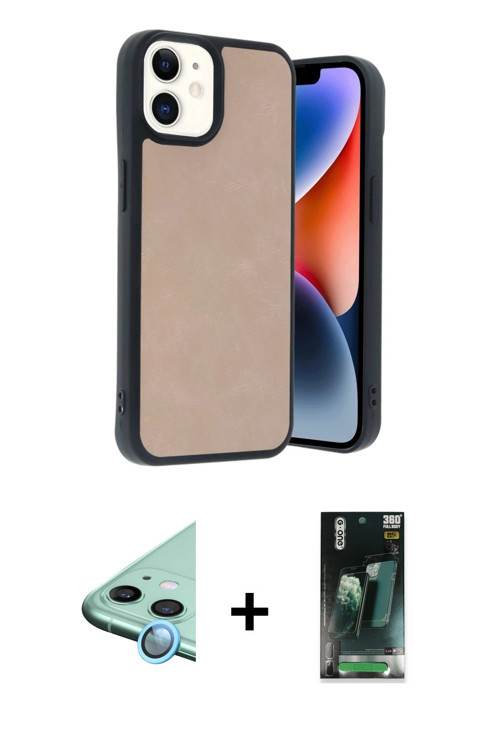 ieg™ iPhone 11 Kılıf Kıvılcım Işık Serisi - Şeffaf 360 Full Body Arka Koruyucu + Mavi Raze Metal Kam