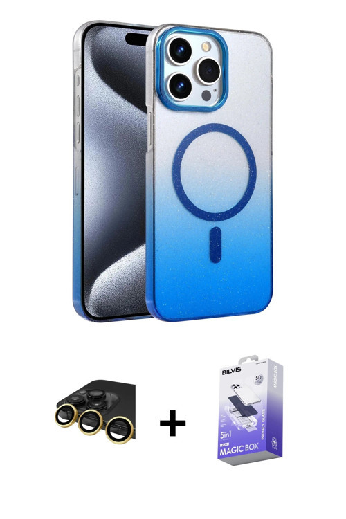 ieg™ iPhone 14 Pro Max Kılıf Ahenk Doku Özel Seri - Siyah Bilvis 5in1 5D Magic Hayalet Cam Ekran Kor