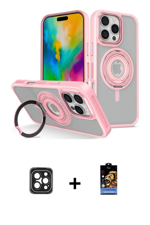 ieg™ iPhone 16 Pro Max Kılıf Nova Minimal Serisi - Siyah Buffer Hayalet Cam Ekran Koruyucu + Siyah P
