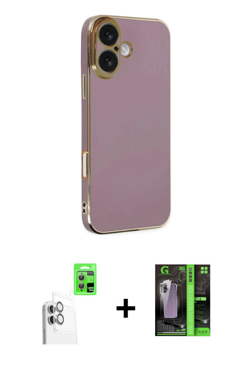 ieg™ iPhone 16 Kılıf Yankı Serisi - Şeffaf 360 Full Body Arka Koruyucu + Beyaz Raze Metal Kamera Len