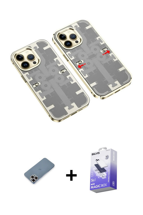 ieg™ iPhone 13 Pro Max Kılıf Ufuk Doku Prime - Siyah Bilvis 5in1 5D Magic Hayalet Cam Ekran Koruyucu